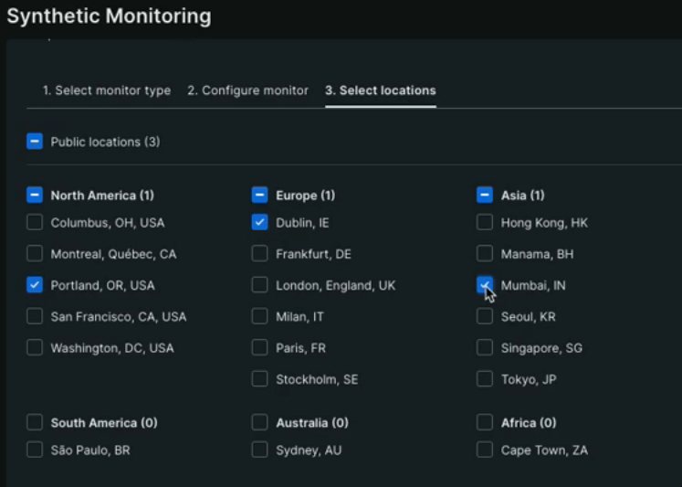 set locations in synthetic monitor new relic